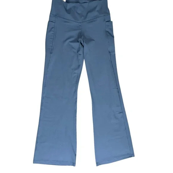 New Member's Mark Flare Yoga Pant Women Large Blue High Rise Crossover Pockets - Picture 5 of 16